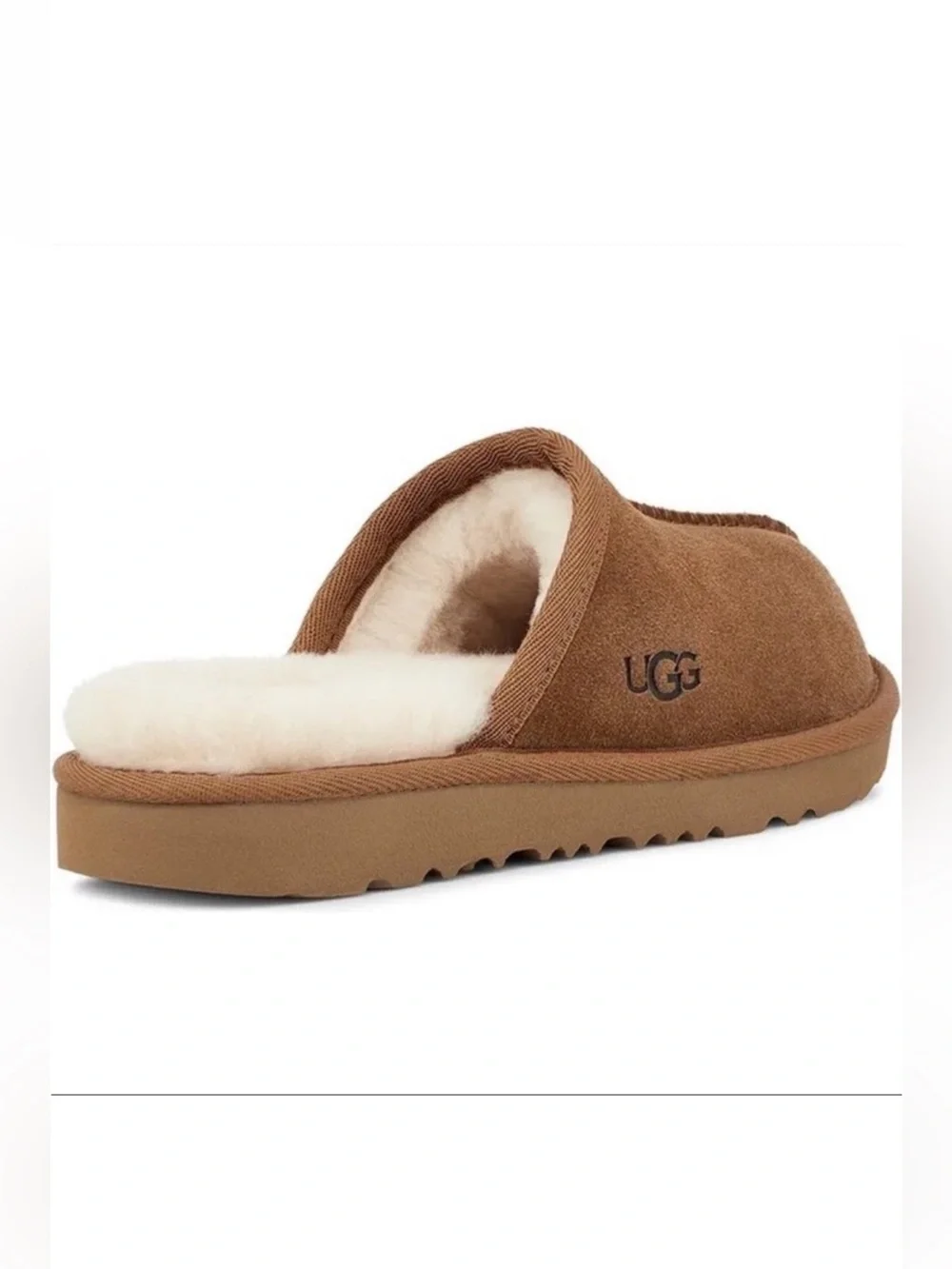 UGG Keegan Chestnut Suede Shearling Slide Slippers Big Kids 1M Cozy House Shoes